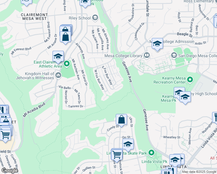 map of restaurants, bars, coffee shops, grocery stores, and more near 3142 Old Heather Road in San Diego