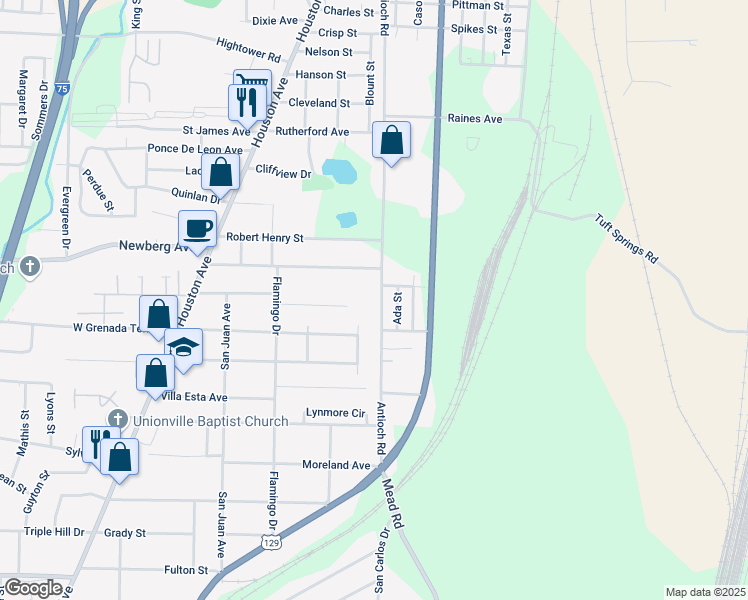 map of restaurants, bars, coffee shops, grocery stores, and more near 3325 Antioch Road in Macon