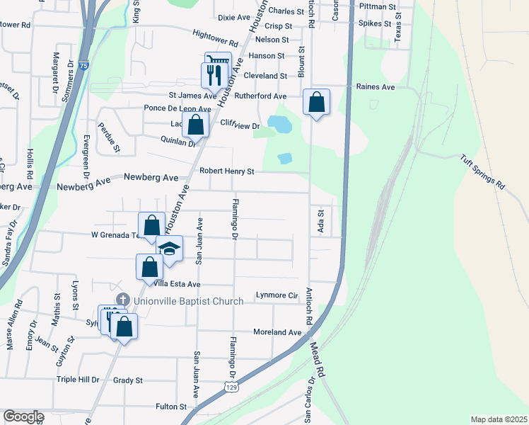 map of restaurants, bars, coffee shops, grocery stores, and more near 576 Heard Avenue in Macon