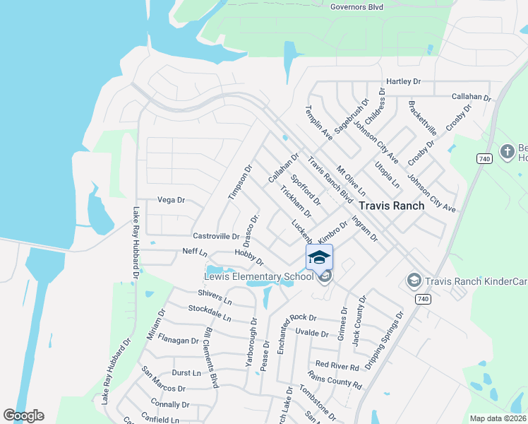 map of restaurants, bars, coffee shops, grocery stores, and more near 1625 Luckenbach Drive in Forney