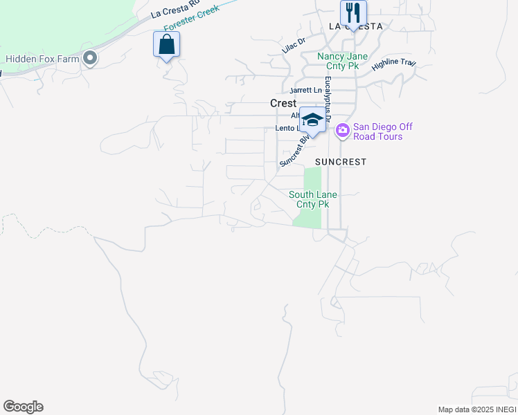 map of restaurants, bars, coffee shops, grocery stores, and more near 107 Albatross Place in El Cajon