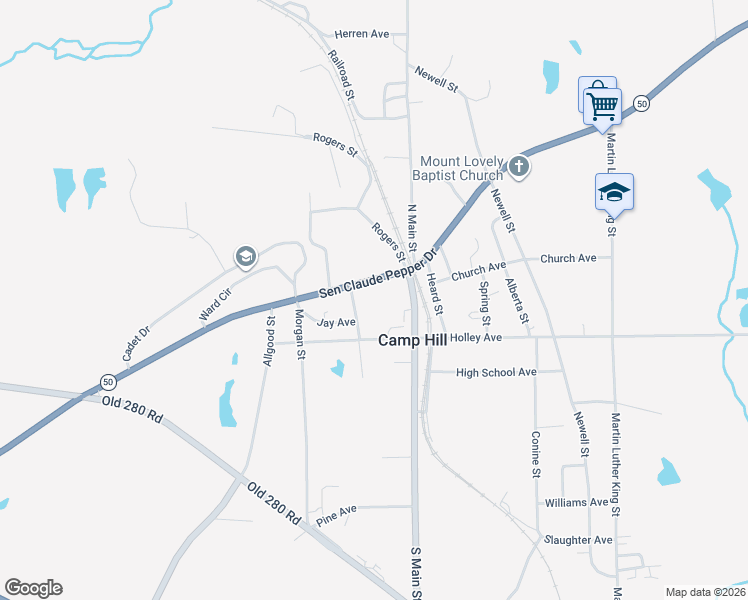 map of restaurants, bars, coffee shops, grocery stores, and more near 21422 Sen Claude Pepper Drive in Camp Hill