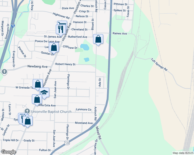 map of restaurants, bars, coffee shops, grocery stores, and more near 3325 Antioch Road in Macon