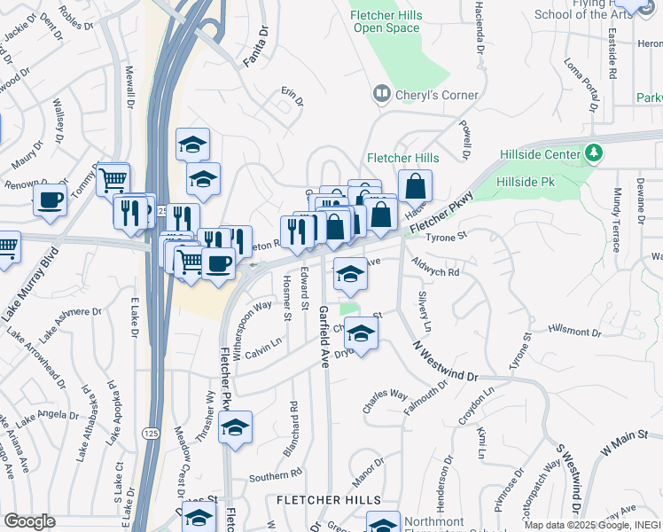 map of restaurants, bars, coffee shops, grocery stores, and more near 2384 Tampa Avenue in El Cajon
