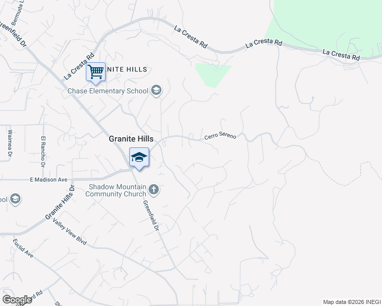 map of restaurants, bars, coffee shops, grocery stores, and more near 608 Sandra Lane in El Cajon