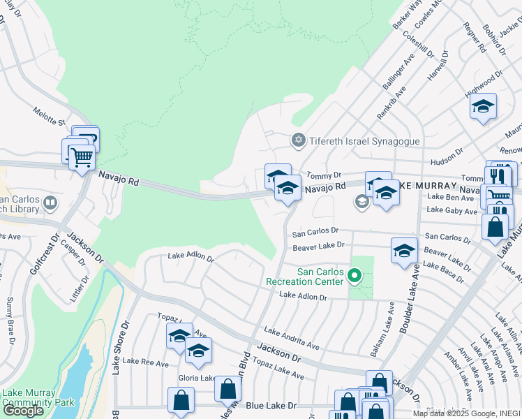 map of restaurants, bars, coffee shops, grocery stores, and more near 7835 Cowles Mountain Court in San Diego