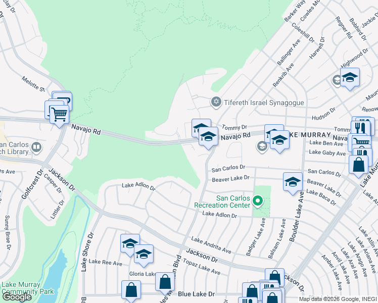 map of restaurants, bars, coffee shops, grocery stores, and more near 7838 Cowles Mountain Court in San Diego