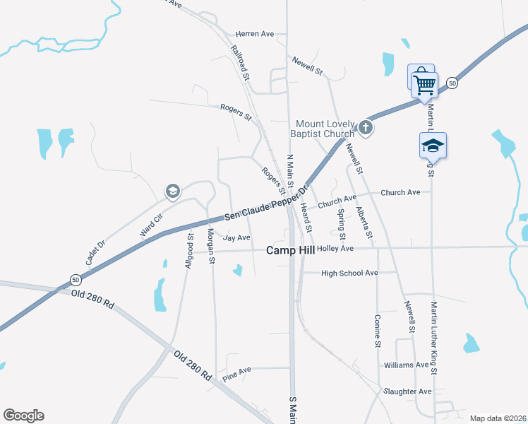 map of restaurants, bars, coffee shops, grocery stores, and more near 21422 Sen Claude Pepper Drive in Camp Hill