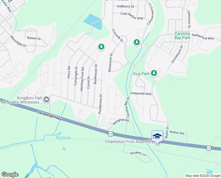 map of restaurants, bars, coffee shops, grocery stores, and more near 1700 Indaba Way in Charleston