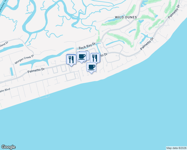 map of restaurants, bars, coffee shops, grocery stores, and more near 134 Grand Pavilion Boulevard in Isle of Palms