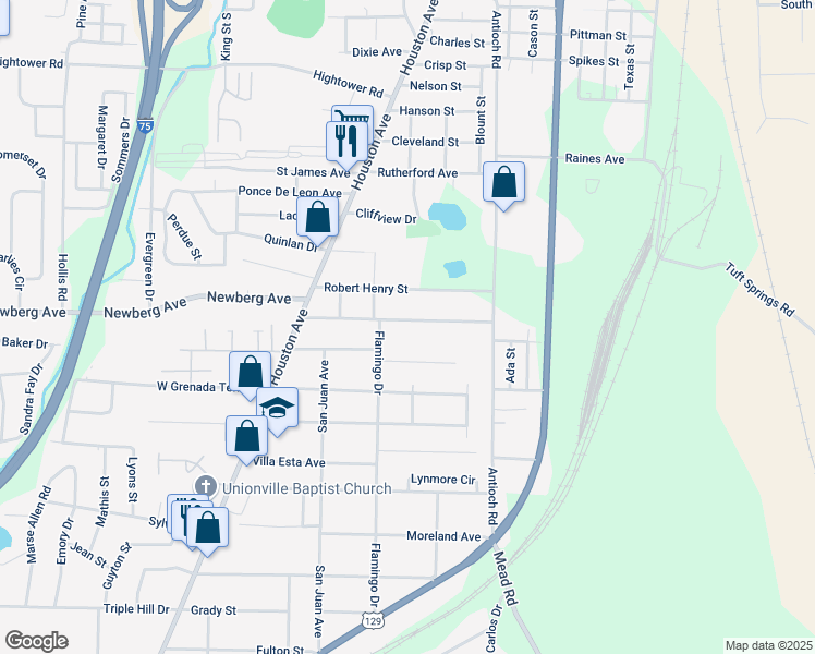 map of restaurants, bars, coffee shops, grocery stores, and more near 576 Heard Avenue in Macon