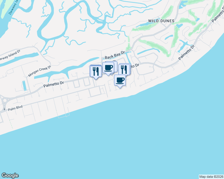 map of restaurants, bars, coffee shops, grocery stores, and more near 19 Grand Pavilion Boulevard in Isle of Palms