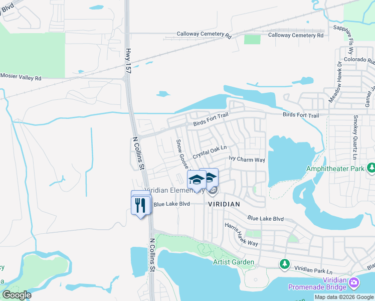 map of restaurants, bars, coffee shops, grocery stores, and more near 4213 Snow Goose Trail in Euless