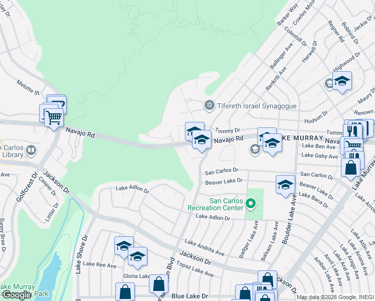 map of restaurants, bars, coffee shops, grocery stores, and more near 6285 Anvil Lake Avenue in San Diego