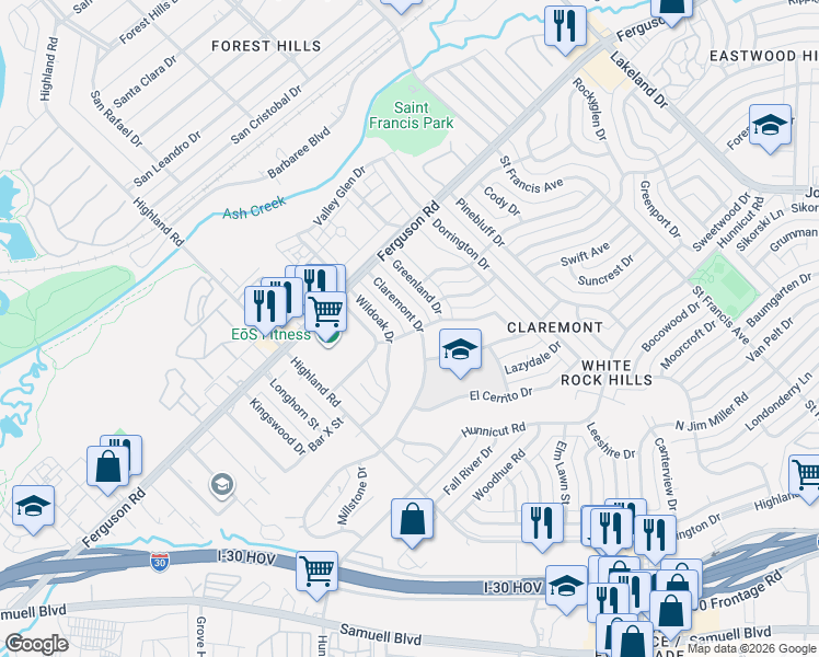 map of restaurants, bars, coffee shops, grocery stores, and more near 8114 Stonycreek Drive in Dallas
