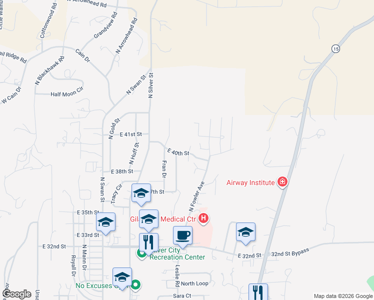 map of restaurants, bars, coffee shops, grocery stores, and more near 1119 East 40th Street in Silver City