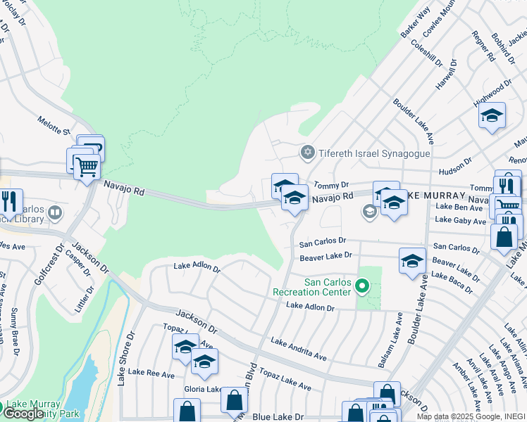 map of restaurants, bars, coffee shops, grocery stores, and more near 7858 Cowles Mountain Court in San Diego