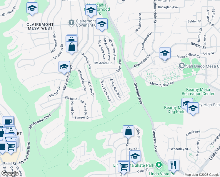 map of restaurants, bars, coffee shops, grocery stores, and more near 3226 Old Heather Road in San Diego