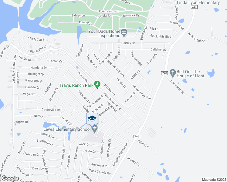 map of restaurants, bars, coffee shops, grocery stores, and more near 1124 Mount Olive Lane in Forney