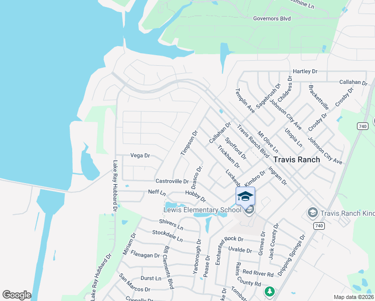 map of restaurants, bars, coffee shops, grocery stores, and more near 1635 Luckenbach Drive in Forney