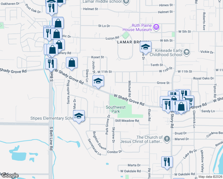 map of restaurants, bars, coffee shops, grocery stores, and more near 1208 Indy Circle in Irving