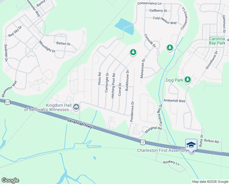 map of restaurants, bars, coffee shops, grocery stores, and more near 740 Hitching Post Road in Charleston