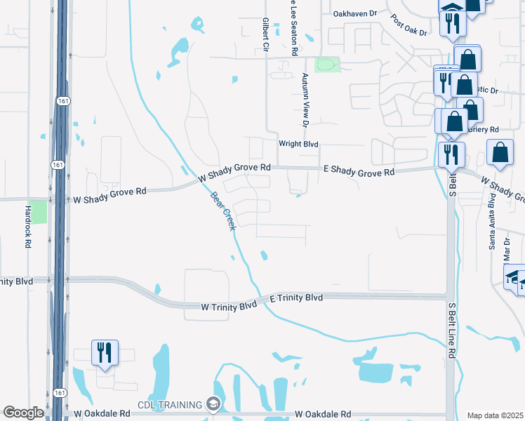 map of restaurants, bars, coffee shops, grocery stores, and more near 426 Quarter Horse Drive in Grand Prairie
