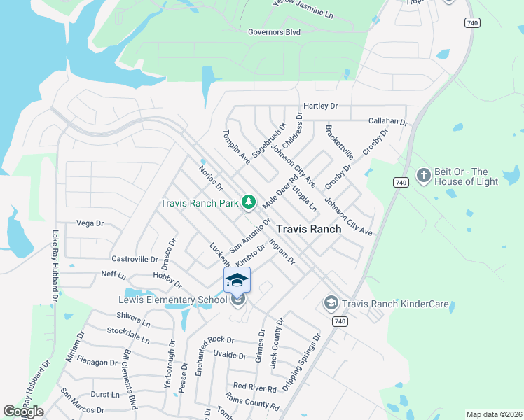 map of restaurants, bars, coffee shops, grocery stores, and more near Travis Ranch Boulevard in Forney