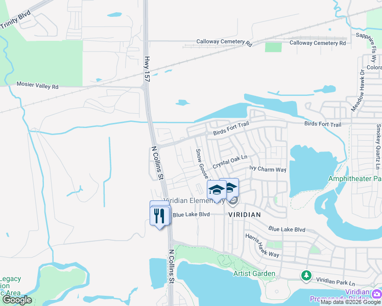 map of restaurants, bars, coffee shops, grocery stores, and more near 875 Bird's Fort Trail in Euless