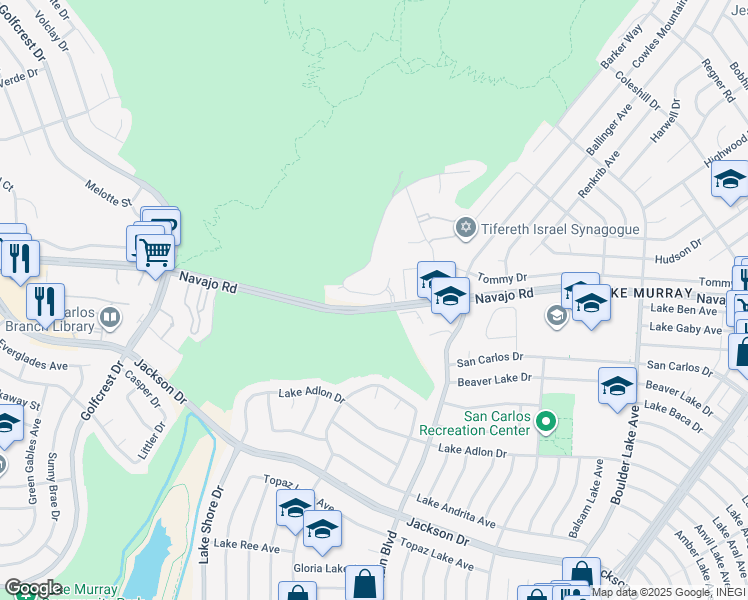 map of restaurants, bars, coffee shops, grocery stores, and more near 7773 Eagle Ridge Drive in San Diego