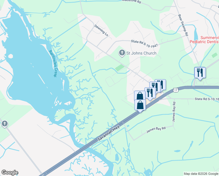 map of restaurants, bars, coffee shops, grocery stores, and more near 1085 Saltwater Circle in Johns Island