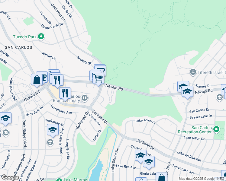 map of restaurants, bars, coffee shops, grocery stores, and more near 6986 Caminito Perico in San Diego
