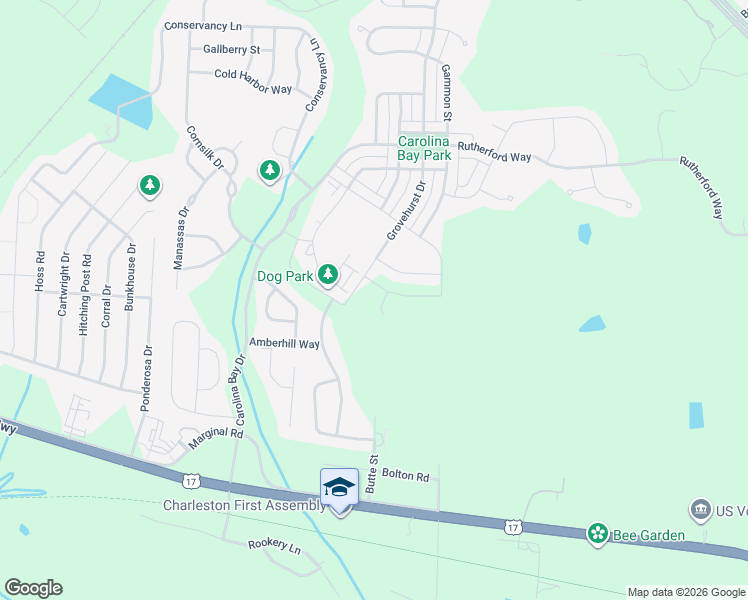 map of restaurants, bars, coffee shops, grocery stores, and more near 2913 Glenarden Drive in Charleston