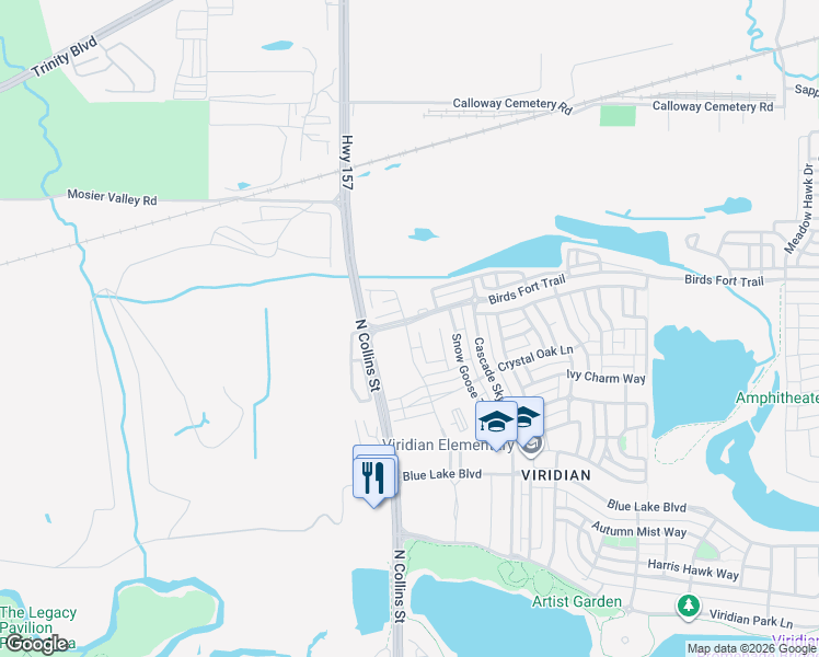 map of restaurants, bars, coffee shops, grocery stores, and more near 875 Bird's Fort Trail in Euless