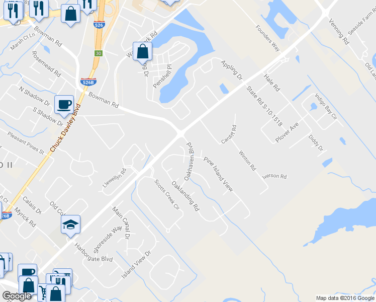 map of restaurants, bars, coffee shops, grocery stores, and more near 1410 School House Road in Mount Pleasant