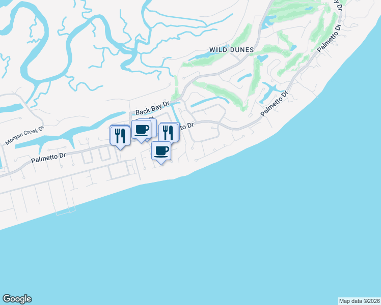map of restaurants, bars, coffee shops, grocery stores, and more near 8 Beachwood West in Isle of Palms
