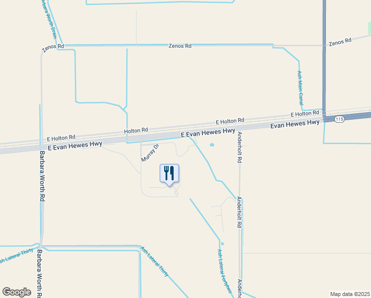 map of restaurants, bars, coffee shops, grocery stores, and more near 1340 Barbara Worth Drive in Holtville