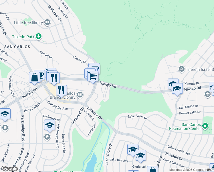 map of restaurants, bars, coffee shops, grocery stores, and more near 6991 Caminito Perico in San Diego