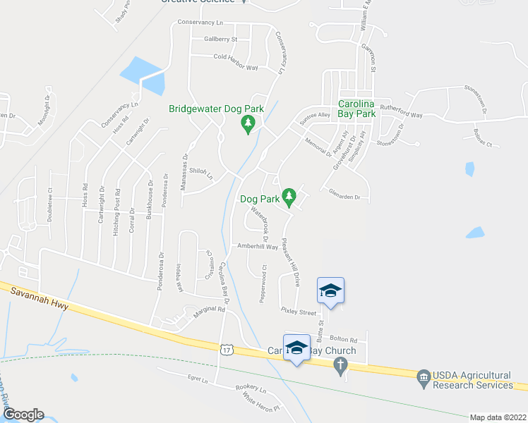 map of restaurants, bars, coffee shops, grocery stores, and more near 1735 Waterbrook Drive in Charleston