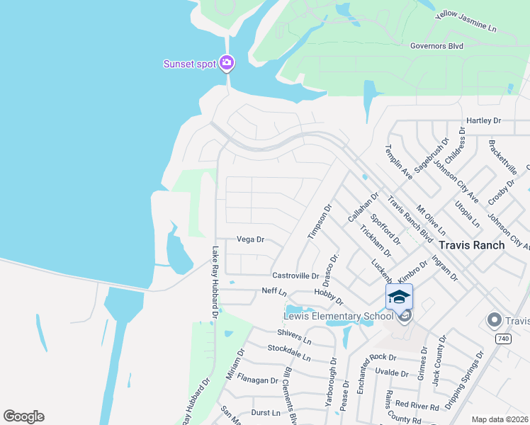 map of restaurants, bars, coffee shops, grocery stores, and more near 17110 Lake Ray Hubbard Drive in Forney