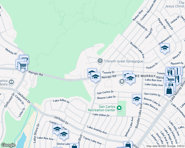 map of restaurants, bars, coffee shops, grocery stores, and more near 7849 Tommy Drive in San Diego
