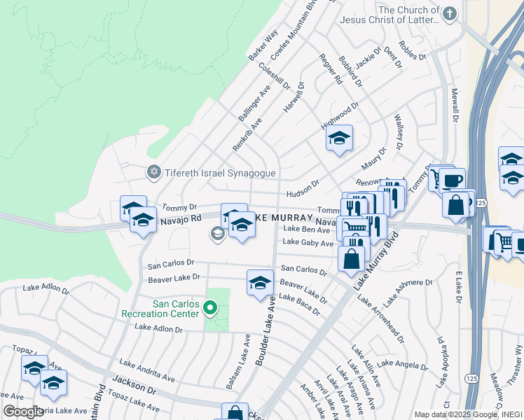 map of restaurants, bars, coffee shops, grocery stores, and more near in San Diego