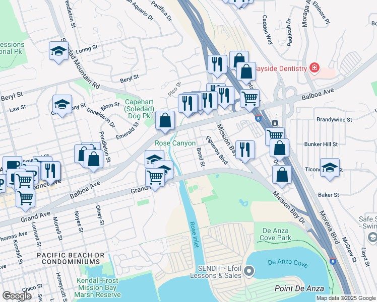map of restaurants, bars, coffee shops, grocery stores, and more near 2627 Magnolia Avenue in San Diego