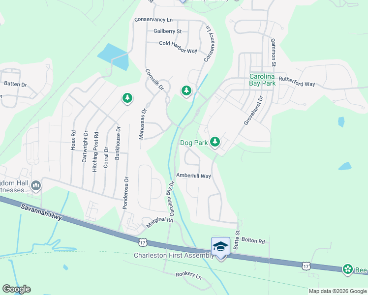 map of restaurants, bars, coffee shops, grocery stores, and more near 1735 Waterbrook Drive in Charleston