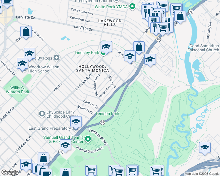 map of restaurants, bars, coffee shops, grocery stores, and more near 6918 Vivian Avenue in Dallas