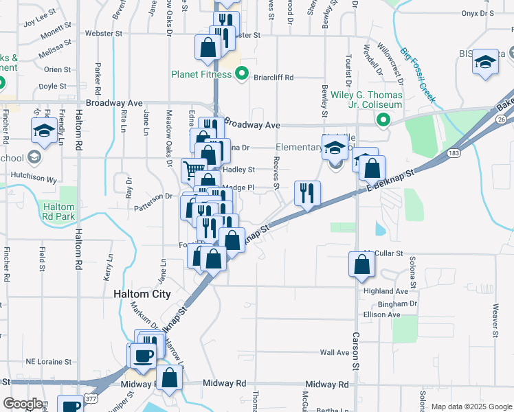 map of restaurants, bars, coffee shops, grocery stores, and more near 42 Desert Sands in Haltom City
