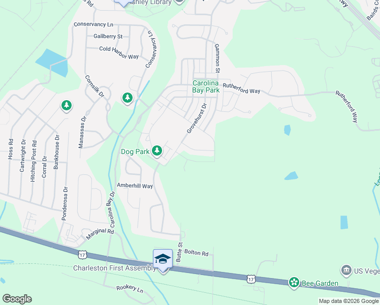 map of restaurants, bars, coffee shops, grocery stores, and more near 2913 Glenarden Drive in Charleston