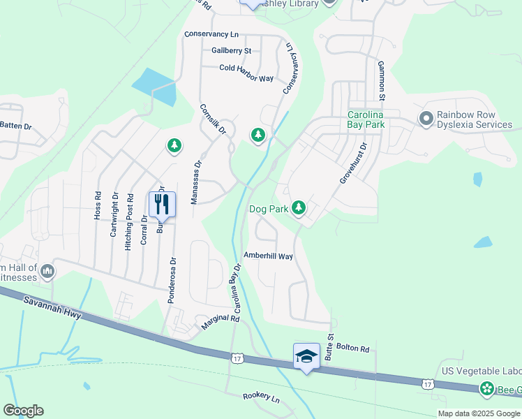 map of restaurants, bars, coffee shops, grocery stores, and more near 1752 Waterbrook Drive in Charleston