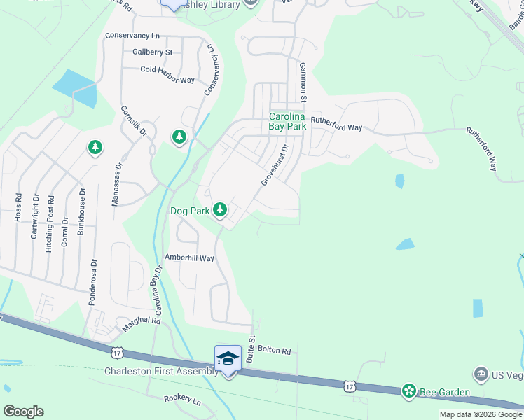 map of restaurants, bars, coffee shops, grocery stores, and more near 2902 Glenarden Drive in Charleston