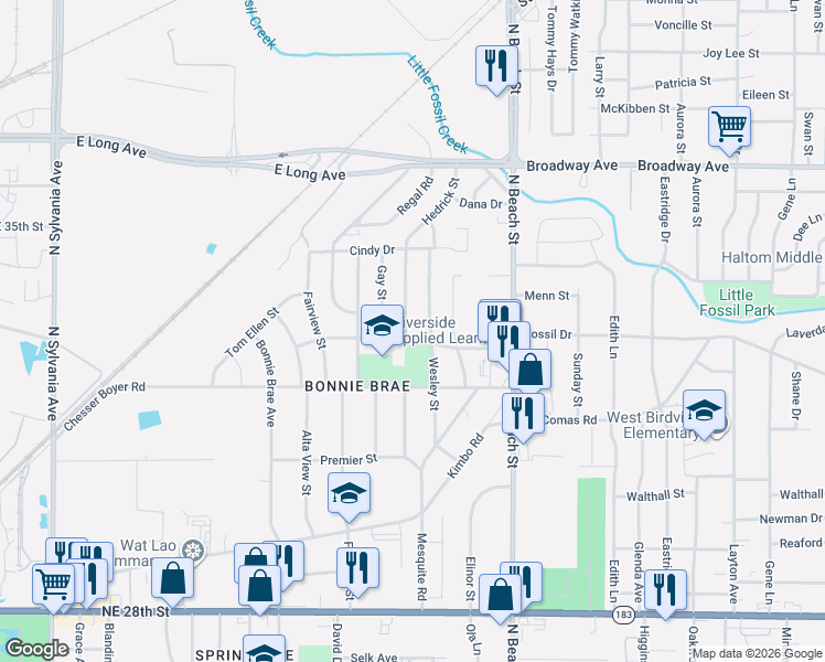map of restaurants, bars, coffee shops, grocery stores, and more near 3312 Hedrick Street in Fort Worth
